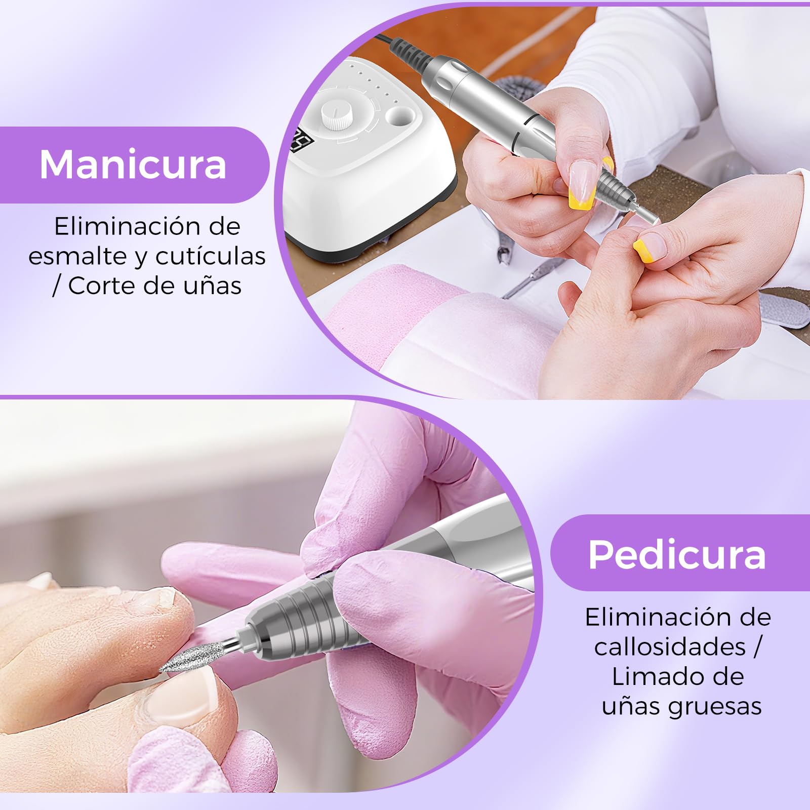 Torno para Uñas Profesional 35000RPM,NAILGIRLS 11 en 1 Torno de Uñas Acrilicas,Torno Electrico para Uñas con Pantalla y Pedal,Baja Vibración Torno Profesional para Uñas Tornos para Manicura y Pedicura