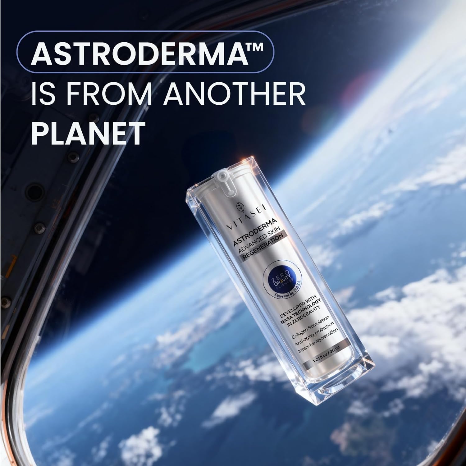 Vitasei AstroDerma Peptide Serum for Face – Zero Gravity Skin Regeneration – Anti-Aging Serum with Collagen Peptide Complex – Night Serum for Hydration, Wrinkle & Firming Care – Made in the USA, 30 ml