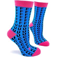 Fabdaz FFFFFUUUUCCCCCKKK Womens Crew Naughty Novelty Socks with Bold Letters - 1 Pair, 1 Size Fits Most