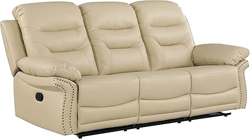 Miniatura 23 de Blackjack Furniture Andrews - Sofá reclinable de cuero tapizado con cabeza de clavos tradicional tapizada con tapizado y ribeteado, sofá biplaza de