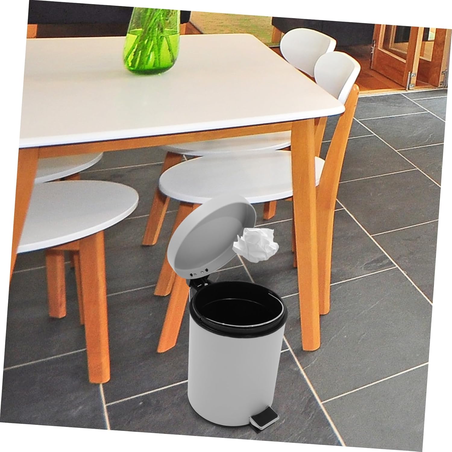 Step Trash Can Kitchen Waste Bin Lid Lock Modern Office Garbage Can Silent Flip-top Trash Bin