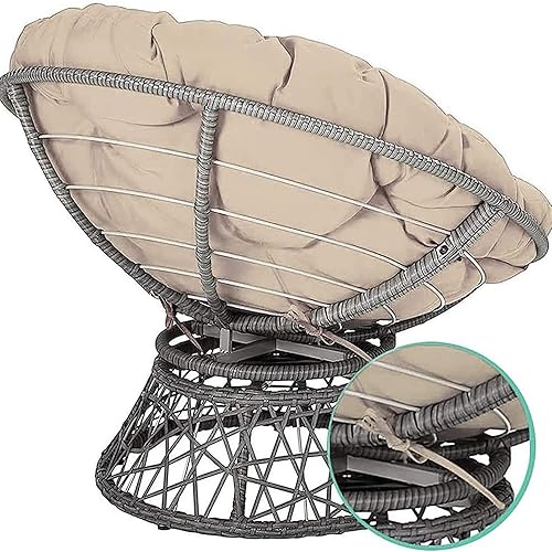 Miniatura 5 de Papasan - Cojín para silla de exterior de 23.6 x 25.4 pulgadas, cojín de exterior para silla redonda Papasan, cojín de columpio de jardín, suave,