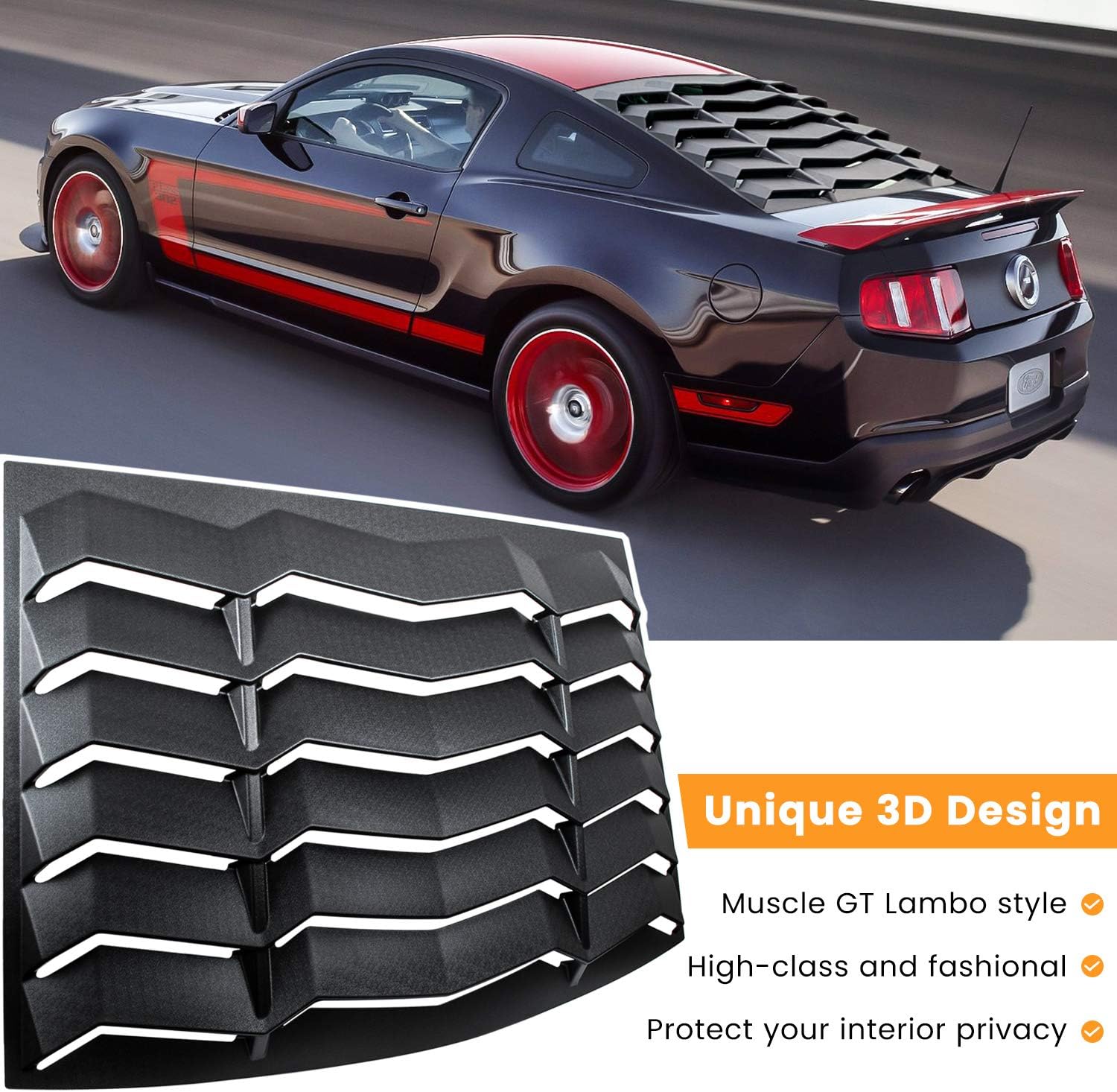 Exterior Accessories Ecowlboy Rear Window Louver for Ford Mustang 20052014 Sun Shade Cover in