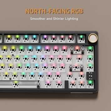 RK ROYAL KLUDGE R75 Wired Mechanical Keyboard with Volume Knob 75% Mechanical Gaming Keyboard Gasket Mount Hot Swappable Silver Switch MDA Profile PBT Key Cap Creamy Keyboard Black