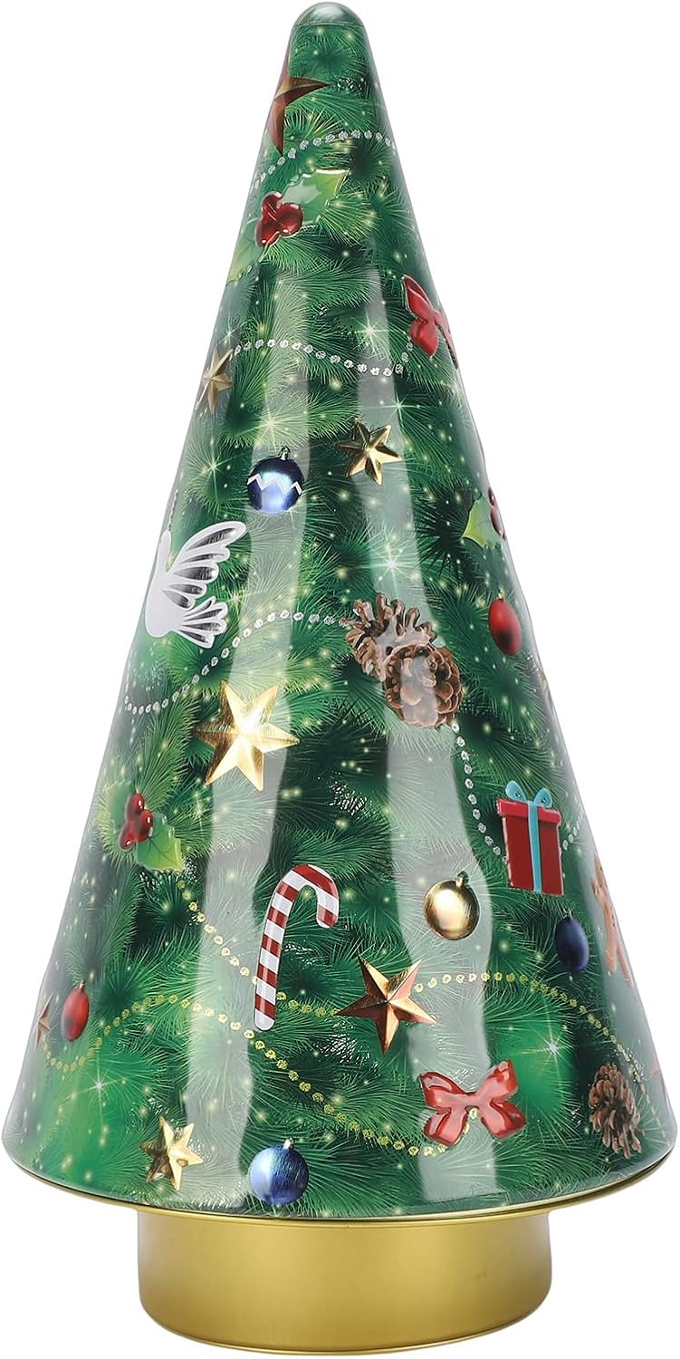 Srliya Xmas Tree Music Box, 31cm Tinplate Tabletop Holiday Decor