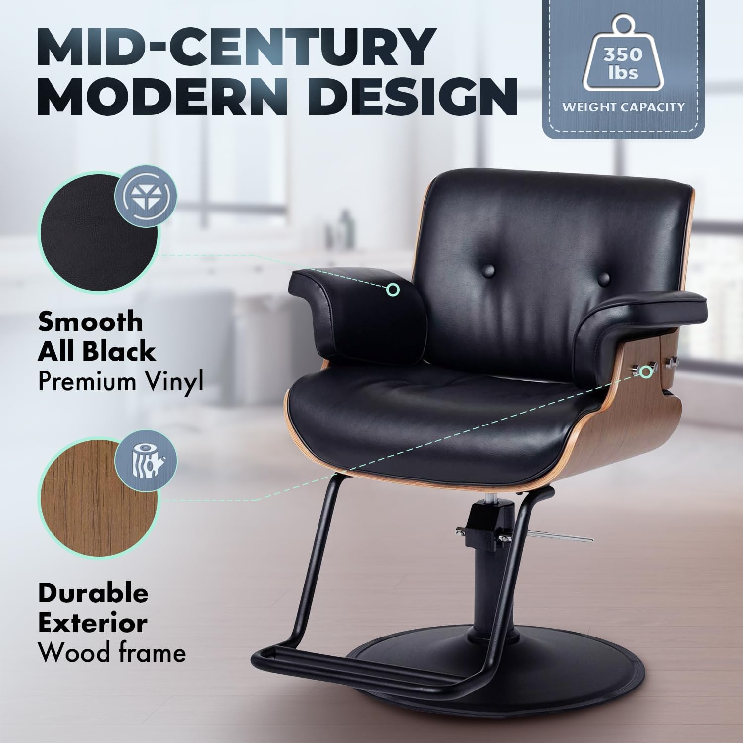 Keaton Styling Chair Modern, Black Vinyl, Wood Jamaica Ubuy