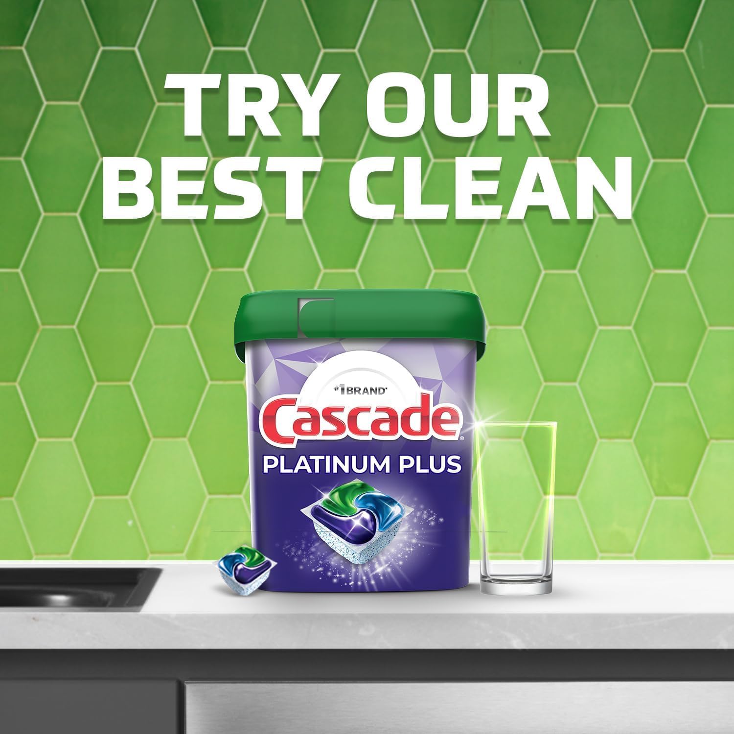 PURPUR Cloth & Cascade Platinum Plus ActionPacs Dishwasher Detergent Pods, Fresh Scent