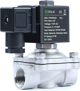 U.S. Solid 1/2 inch Stainless Steel Solenoid Valve 110V 120V AC Normally Closed 145 PSI Electric Water Air Diesel Valve with NPT Thread