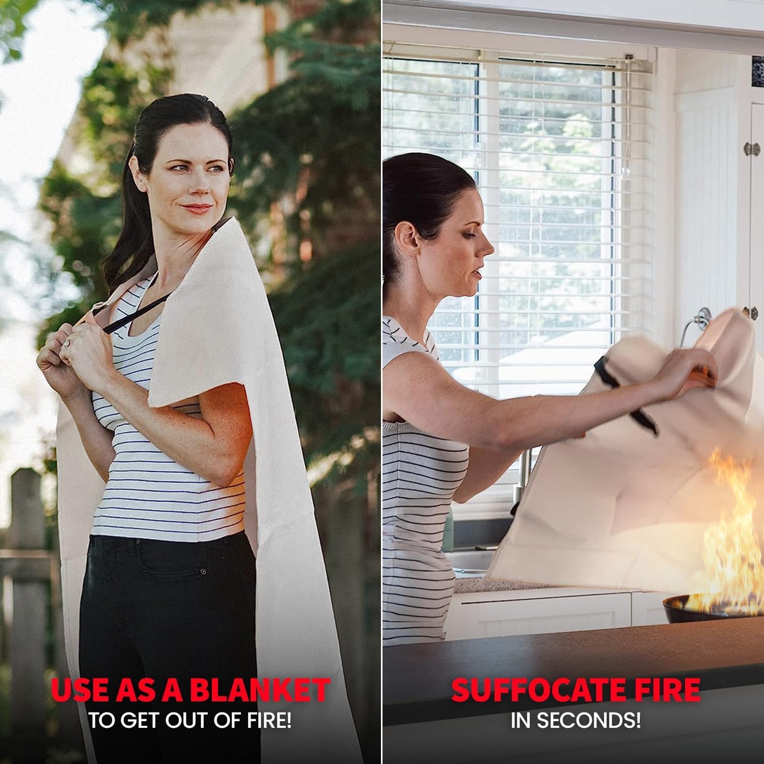 Prepared Hero Couverture Anti-feu d'urgence 4 Lots - Couverture Anti-feu pour la Cuisine, Couverture Anti-feu de 101 x 101 cm pour la Maison, Couverture Anti-feu en Fibre de Verre