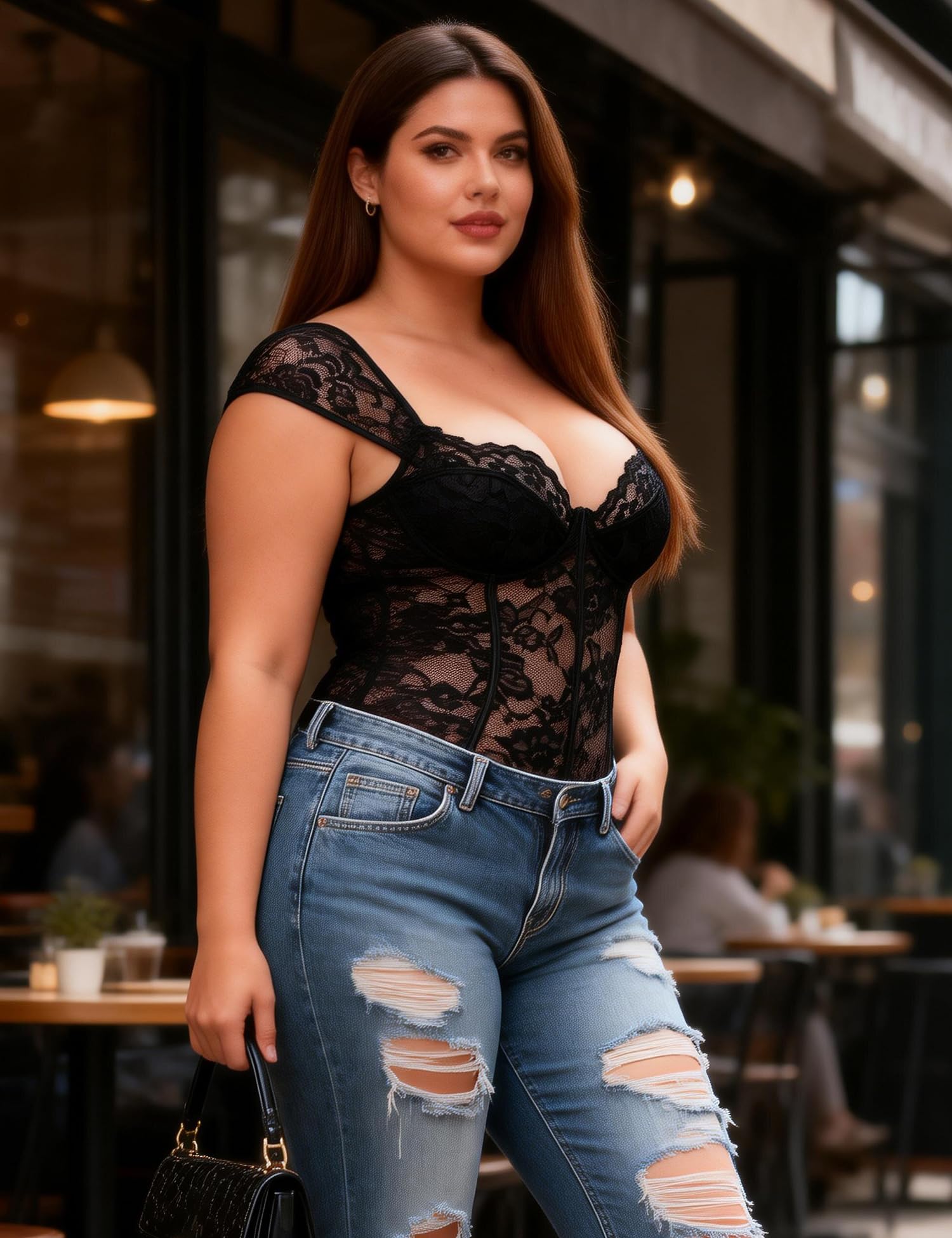 ohmydear Body Femme Dentelle avec Armature Grandes Tailles Lingerie Sexy Col Carré Dos Nu Teddy Nuisette Tenue Hot Jumpsuit Transparent sous-vêtements