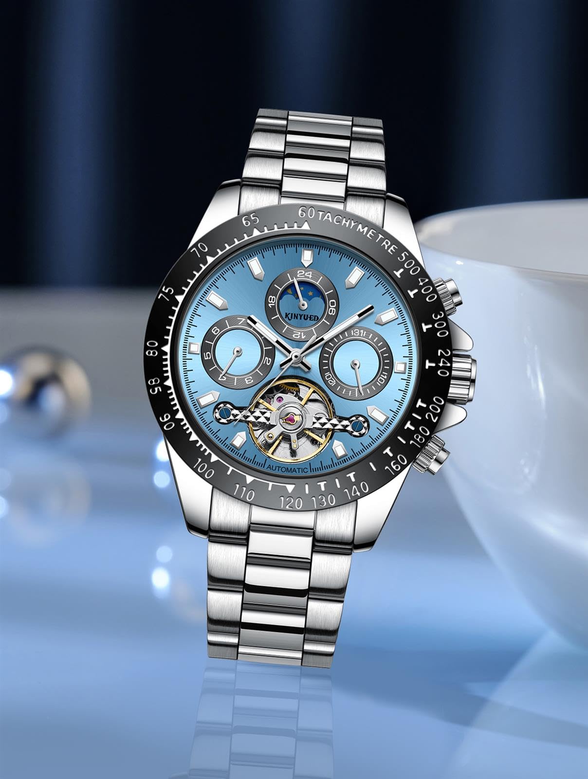 Herren Uhr Tourbillon Automatische Selbst Wind Uhr Mechanische Klassische Hohl Wasserdicht Leuchtend Edelstahl Band Armbanduhr