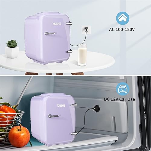 Vista 28 de Mini nevera, refrigerador pequeño de 4 litros/6 latas para el cuidado de la piel, 110 V CA/12 V CC, enfriador termoeléctrico y calentador para Blanco