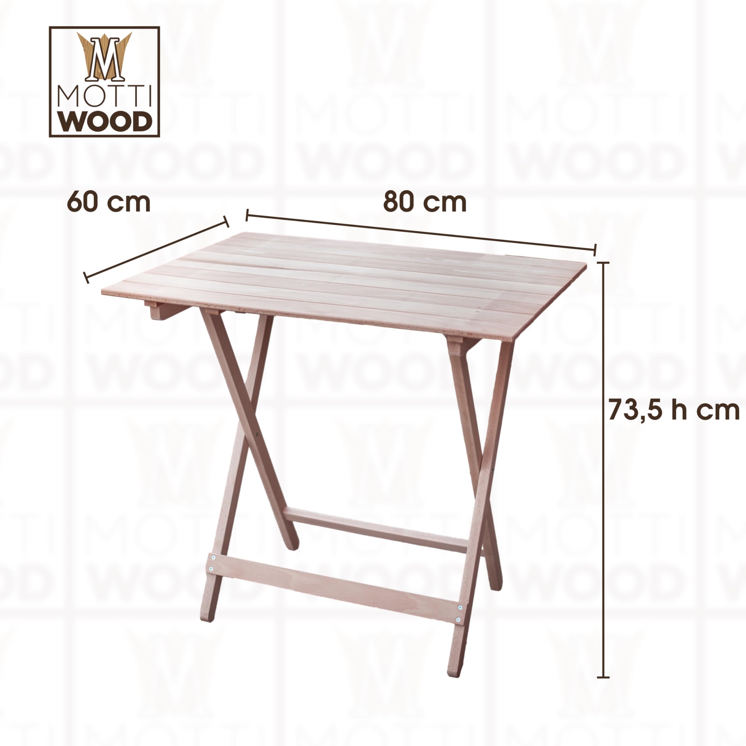 Mesa Plegable, Tablero Plegable, Ahorra Espacio, 75 x 60 x 80 cm, Madera de Haya, Interior y Exterior