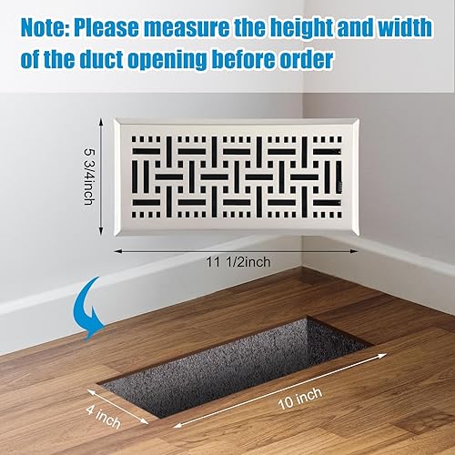 Miniatura 2 de Juego de 12 fundas de ventilación de piso resistentes con trampa de cubierta de 4 x 10 pulgadas, diseño cepillado con amortiguador suave y rejilla