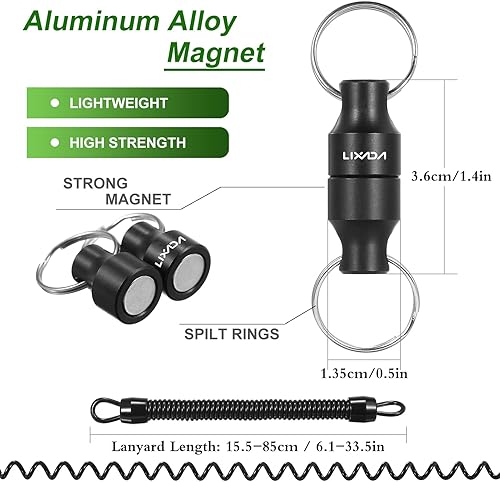 Miniatura 29 de LIXADA Soporte de liberación de red magnética para pesca Zinger Retractores de red de pesca con mosca, clip magnético, conector de red de aterrizaje