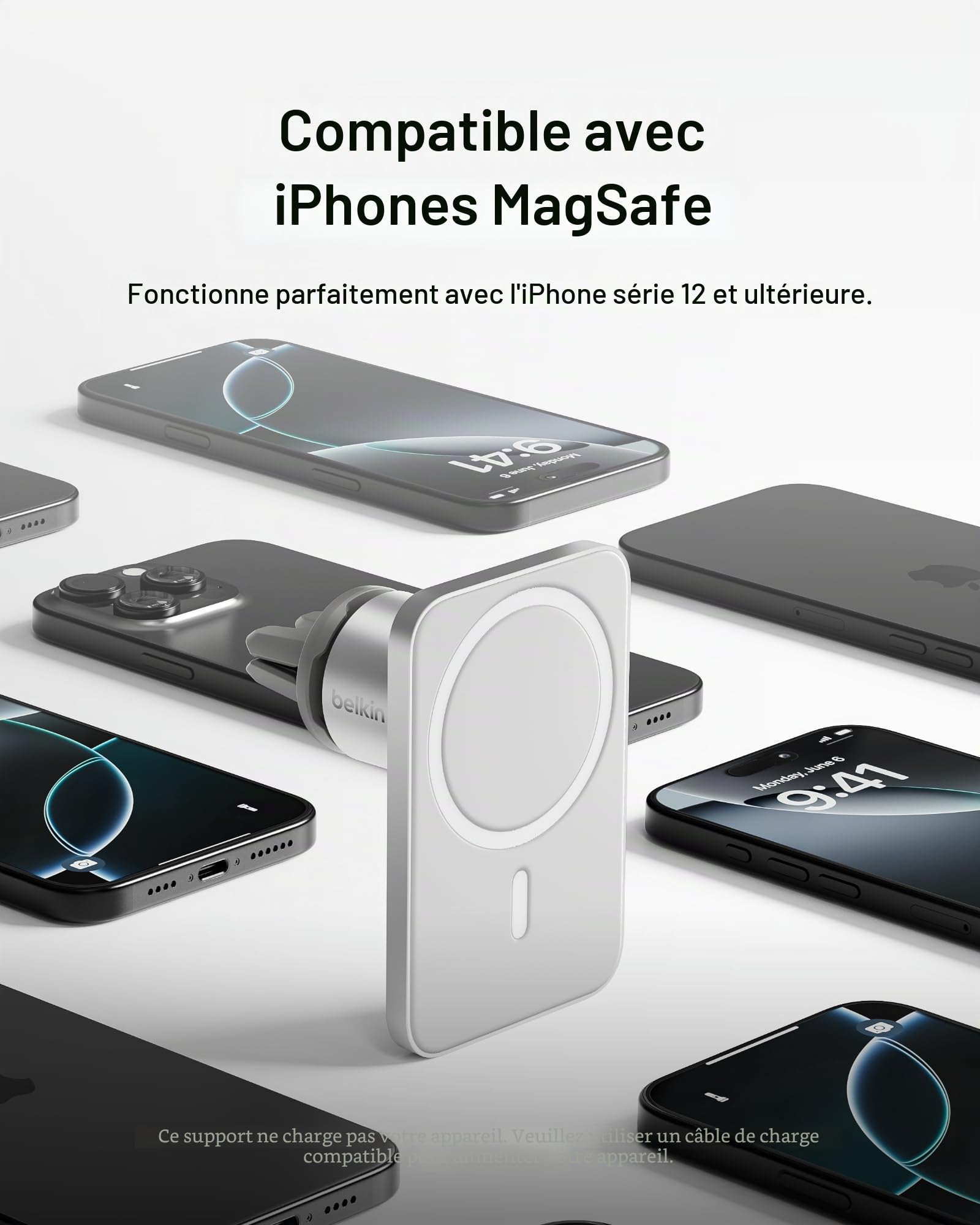 Belkin MagSafe Pro-MagSafe Support de téléphone magnétique pour iPhone 14, iPhone 13, iPhone 12 Pro Max, Pro, modèles Mini (renouvelé de qualité supérieure)