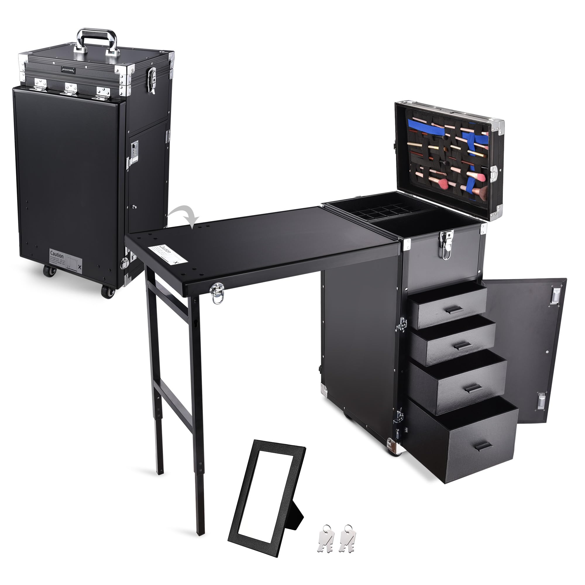 Amazon.com: BYOOTIQUE Rolling Manicure Table Foldable Nail Table 