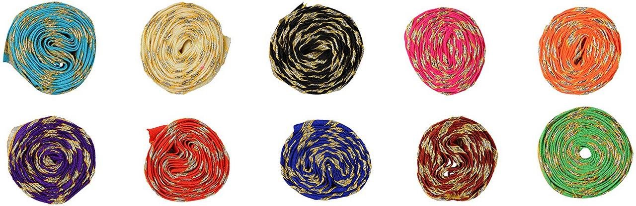 Goelx Designer Gota Laces and Borders for Clothes/Apparels/Saree Suit Borders, All 10 Colour, 20 Meter
