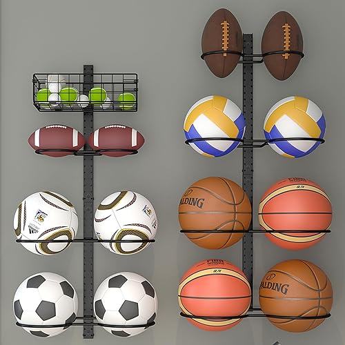Estante de baloncesto desmontable de 8 niveles, soporte de fútbol verticalhorizontal, capacidad para 14 bolas DIY1234, estante de bolas ajustable en