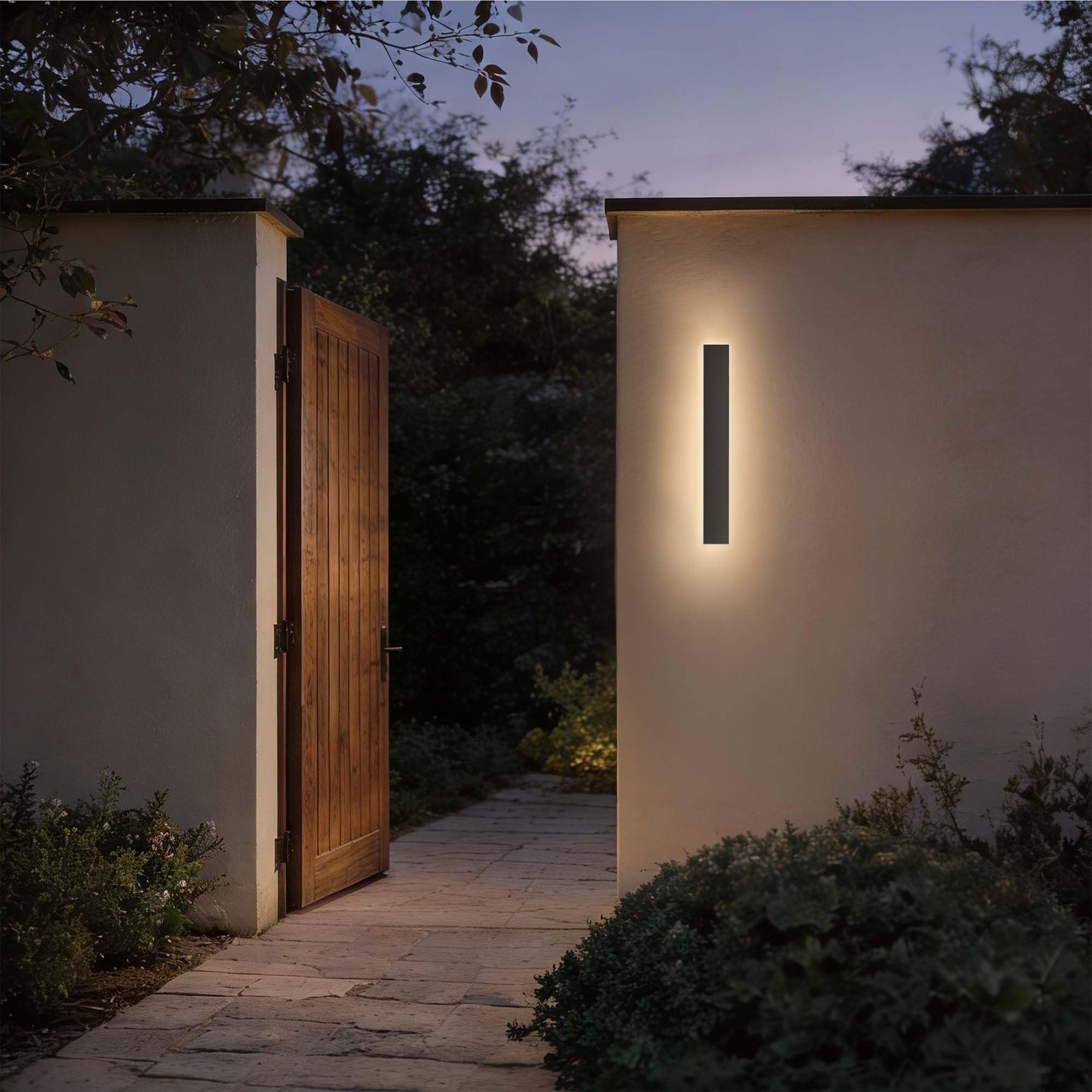 Ledvion - Długa lampa ścienna LED Villa długa, 60 cm, wodoszczelna IP65, 14 W, czarna, ciepła biel, 2700 K, żelazna obudowa, LED do ogrodu, na taras, do sypialni, salonu
