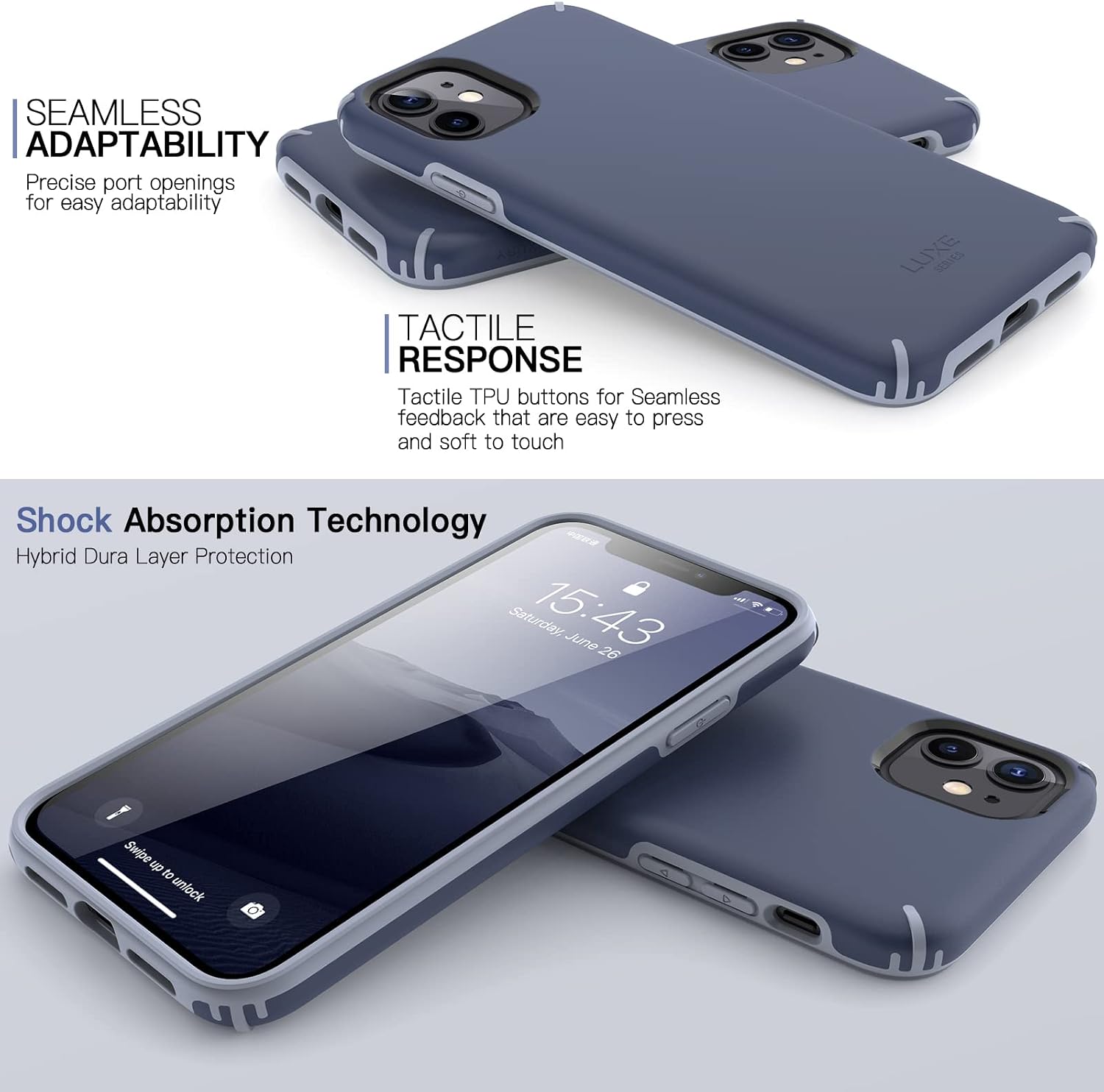 TEAM LUXURY Designed for iPhone 11 Case, [Ultra Impact Resist] [Anti-Scratch] Shockproof Protective Case for iPhone 11 Phone Case Cover (6.1”), (Navy Blazer Blue)
