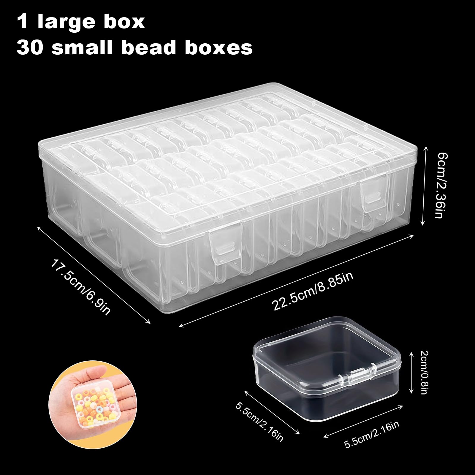 Boîte De Rangement à 30 Emplacements En Plastique Avec Couvercles, Mini Boîtes De Rangement En Plastique Transparent Avec étiquettes Autocollantes Pour Bijoux, Strass, Petites Pièces D'artisanat