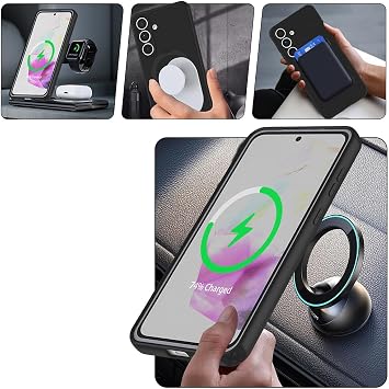 Coverzone Samsung Galaxy S25 FE ile uyumlu Kılıf MagSafe ile uyumlu Z-Samara Kapak Wireless Şarj Özellikli Stand Olabilen Galaxy S25 Fe kilif Lacivert