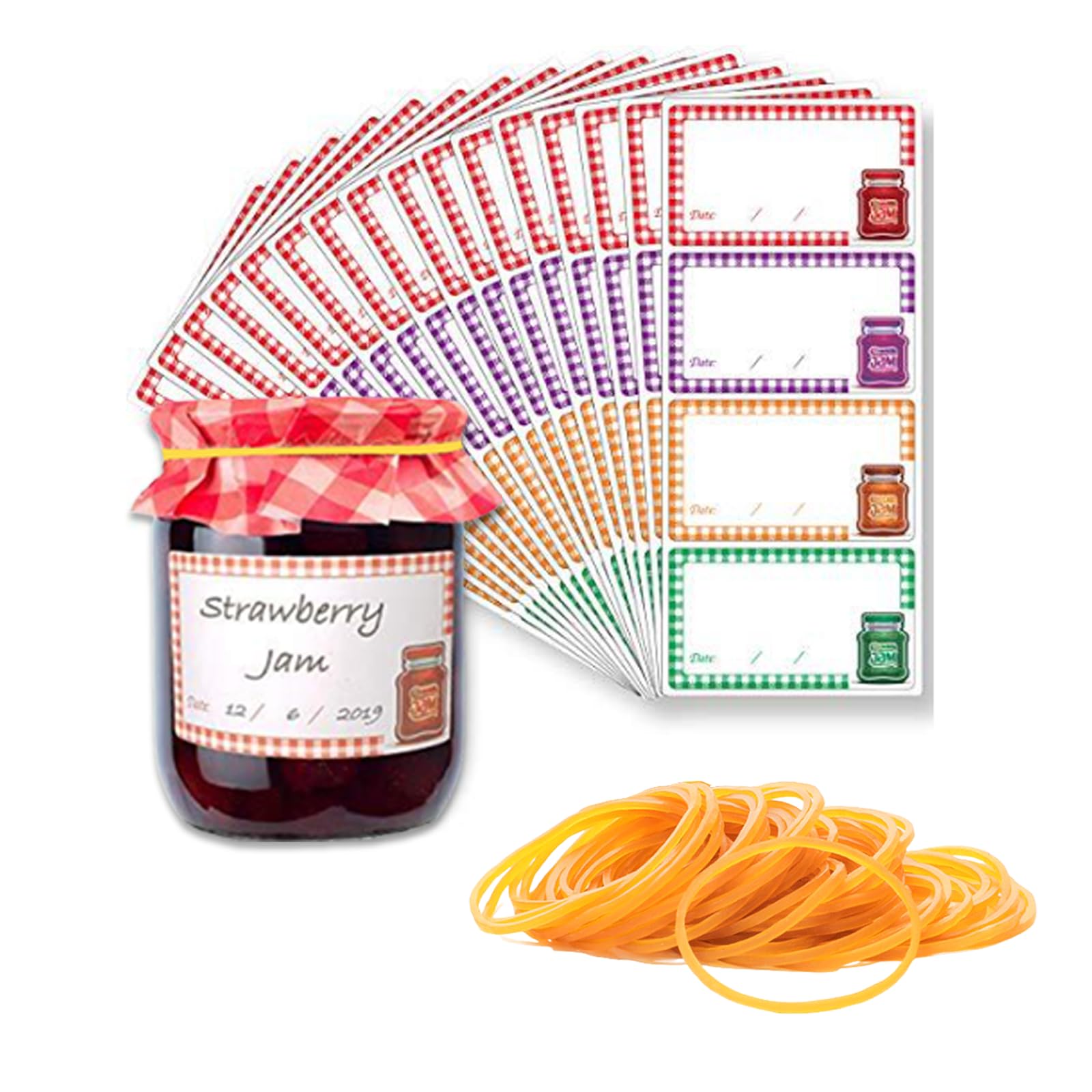 SSKHE 50 Jam Jar Doilies Paper Set with Labels, Red Vintage Paper Doilies, Rubber Bands, Jam Jar Labels & Covers for Canning Jars, Homemade Preserves & Gift Wrapping Wedding Party Crafts Baking DIY