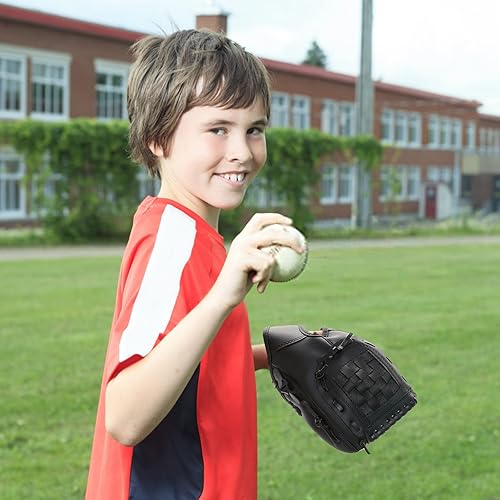 Miniatura 8 de Juego de guantes de béisbol y pelota para niños, jóvenes y adultos, guantes de sóftbol de 10.5 a 12.5 pulgadas, guante de béisbol para mano