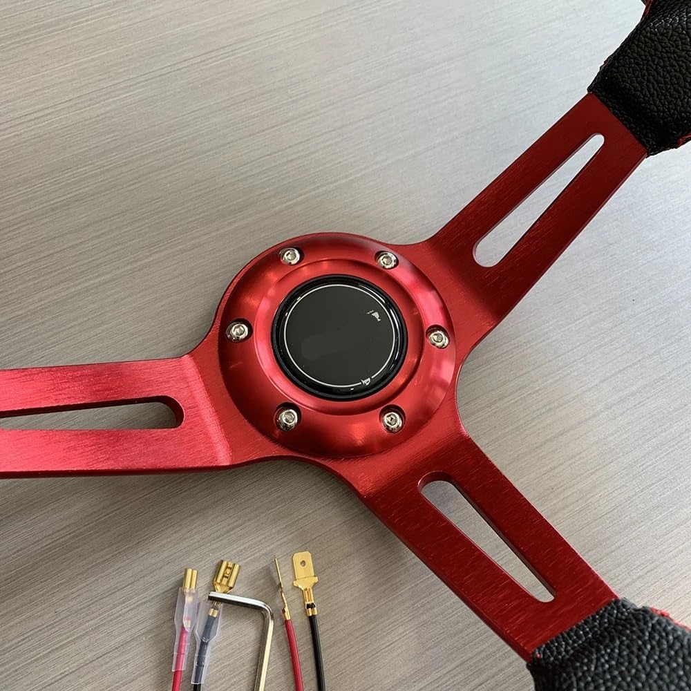 Volante da Corsa Universale,Volante Sportivo Volante da corsa 14 pollici e 350 mm in PVC for auto sportive(001-GZFXP115-07)