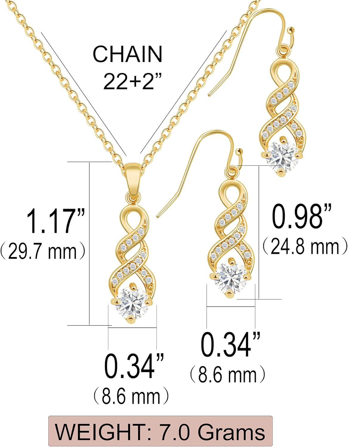 I Can't Say I Do Without You | 1 4 6 8 Sets Bridesmaid Jewelry Sets for Women 18K Gold or Rose Gold Plated Cubic Zirconia Necklace and Earring Set for Wedding Gifts - Image 6