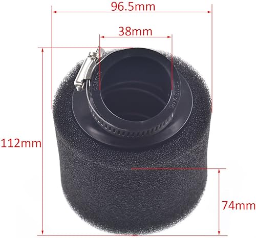 Miniatura 2 de Filtro de aire genérico de 38 mm con doble espuma en ángulo para motos de dirt bike, mini moto de 110 cc y 125 cc