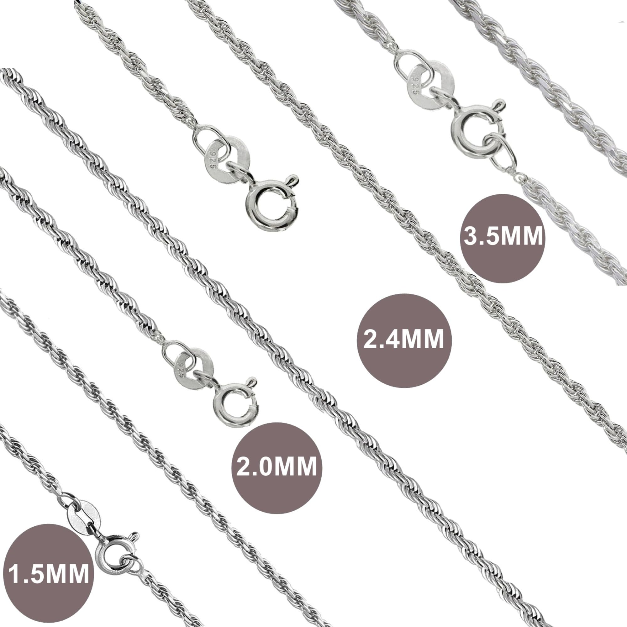 Designer Inspirations Boutique Collana in argento Sterling 925 da 1,5/2/2,4/3,5 mm, unisex, da donna, uomo, 16 18 20 22 24 26 28 30 81,3 cm, 20 inch, Metallo