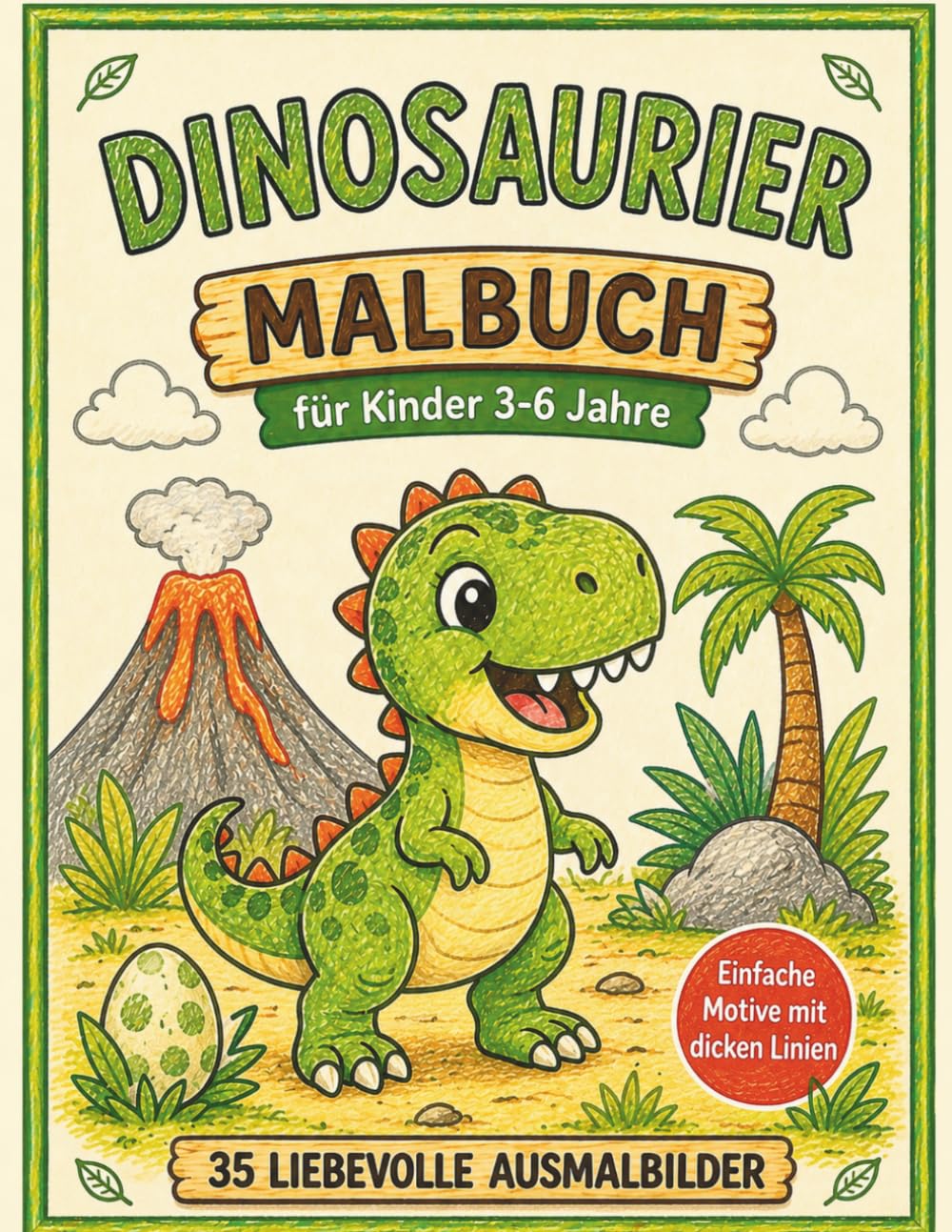 Dinosaurier Malbuch für Kinder 3-6 Jahre: Einfach & Niedlich - 35 liebevolle Ausmalbilder