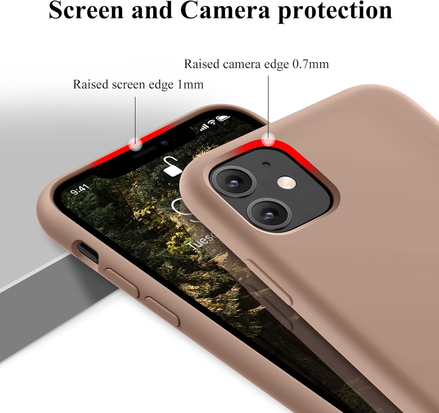 OTOFLY iPhone 11 Case,Ultra Slim Fit iPhone Case Liquid Silicone Gel Cover with Full Body Protection Anti-Scratch Shockproof Case Compatible with iPhone 11 (Light Brown) : Cell Phones & Accessories