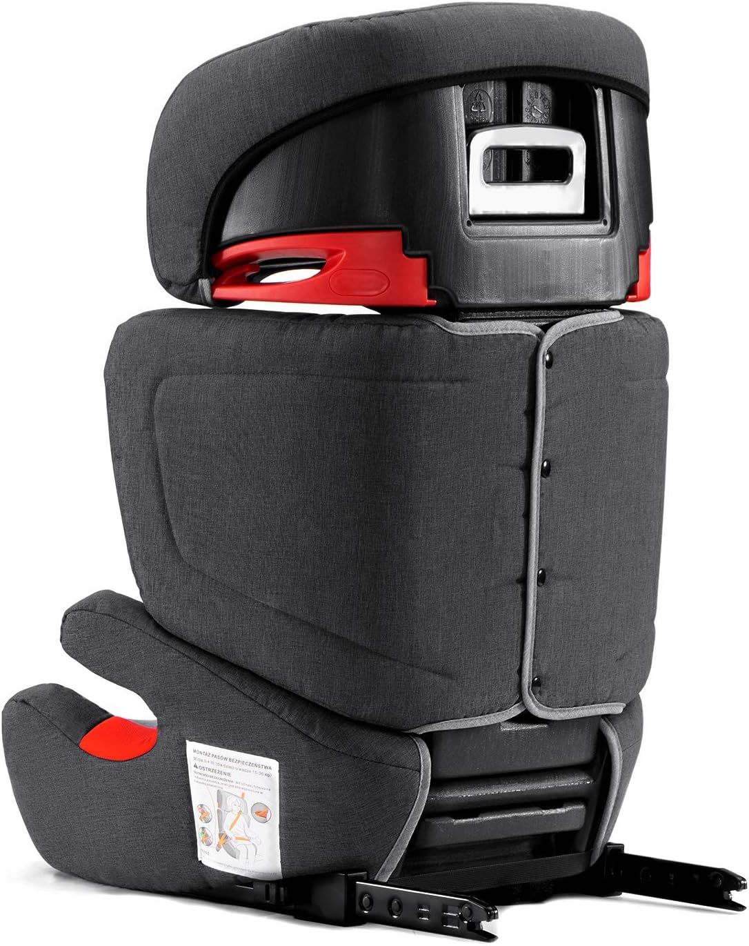 Kinderkraft Seggiolino Auto JUNIOR FIX, con Isofix, Poggiatesta Regolabile, per Bambini da Gruppo 2/3, 15-36 Kg, Grigio Grigio JUNIOR FIX normal - Immagine 3