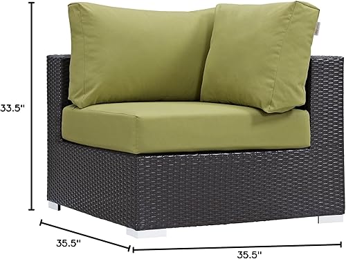 Miniatura 2 de Modway Convene Rattan Patio al aire libre Sofá seccional Asiento de esquina en Espresso Peridot