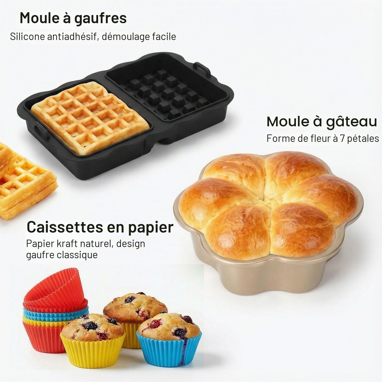 Accessoires pour Air Fryer Ninja - Set de 29 Moules en Silicone Réutilisable Compatible Foodi FlexDrawer 10.4L (AF500EU) et Cosori 10L - Plats, Grilles pour Friteuse sans Huile