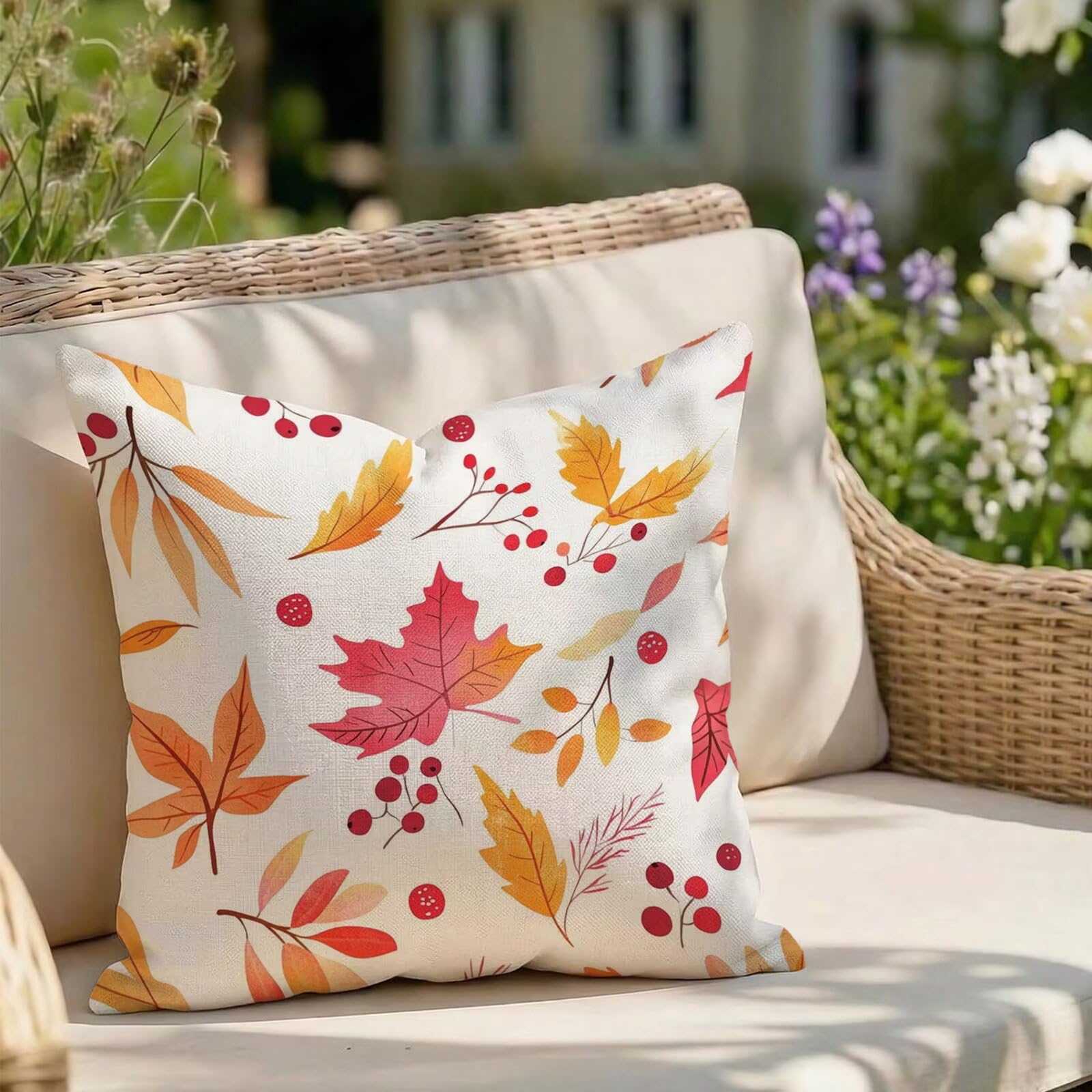 Housses de coussin 80x80 cm extérieur imperméables en lin blanc lot de 1 Z9-731