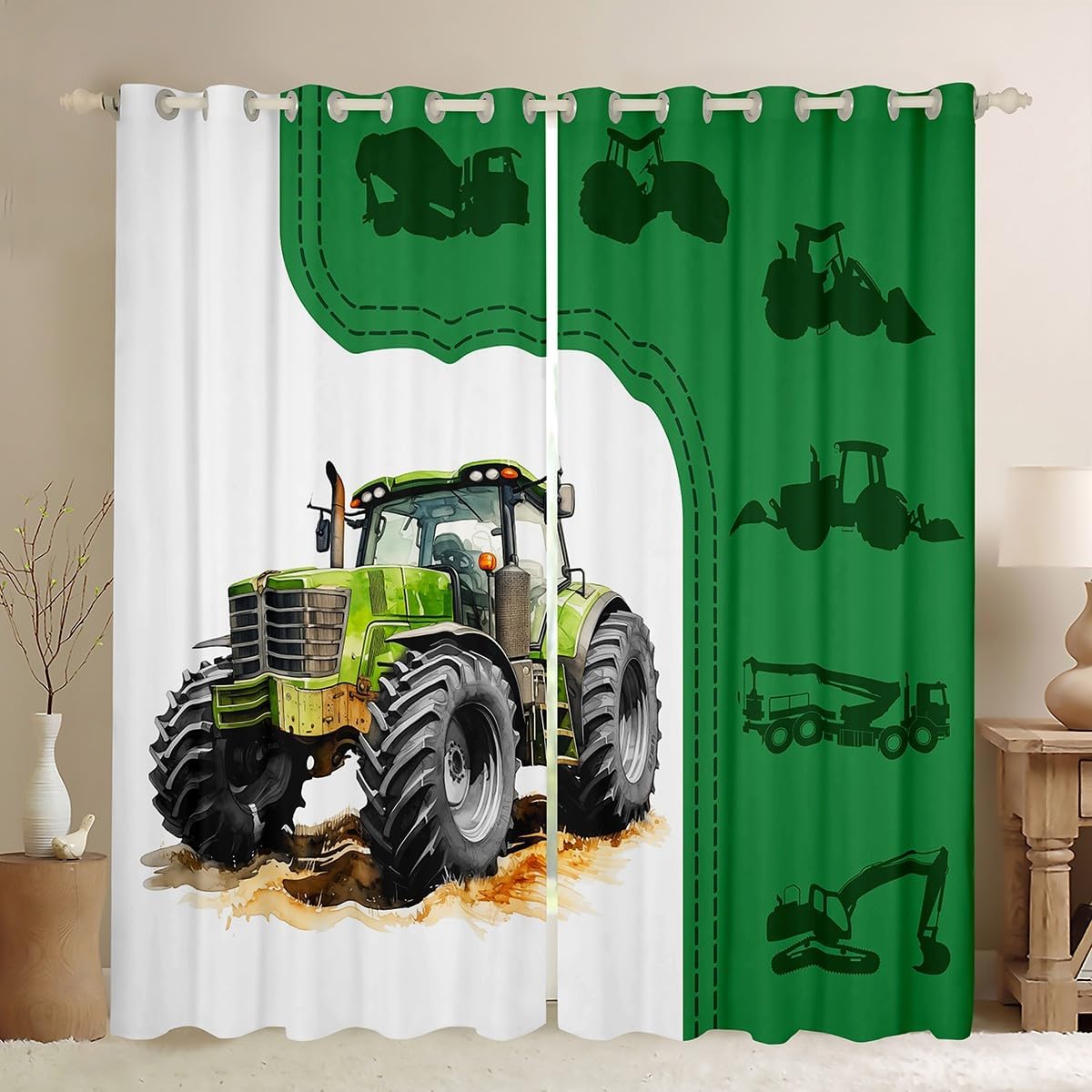 Blue Camo Truck Window Curtains 2 Panels 42Wx63L Watercolor Cartoon Off-Road Vehicle Window Drapes for Kids Boys Teens Adults Jungle Adventure Theme Western Style Curtains for Living Room