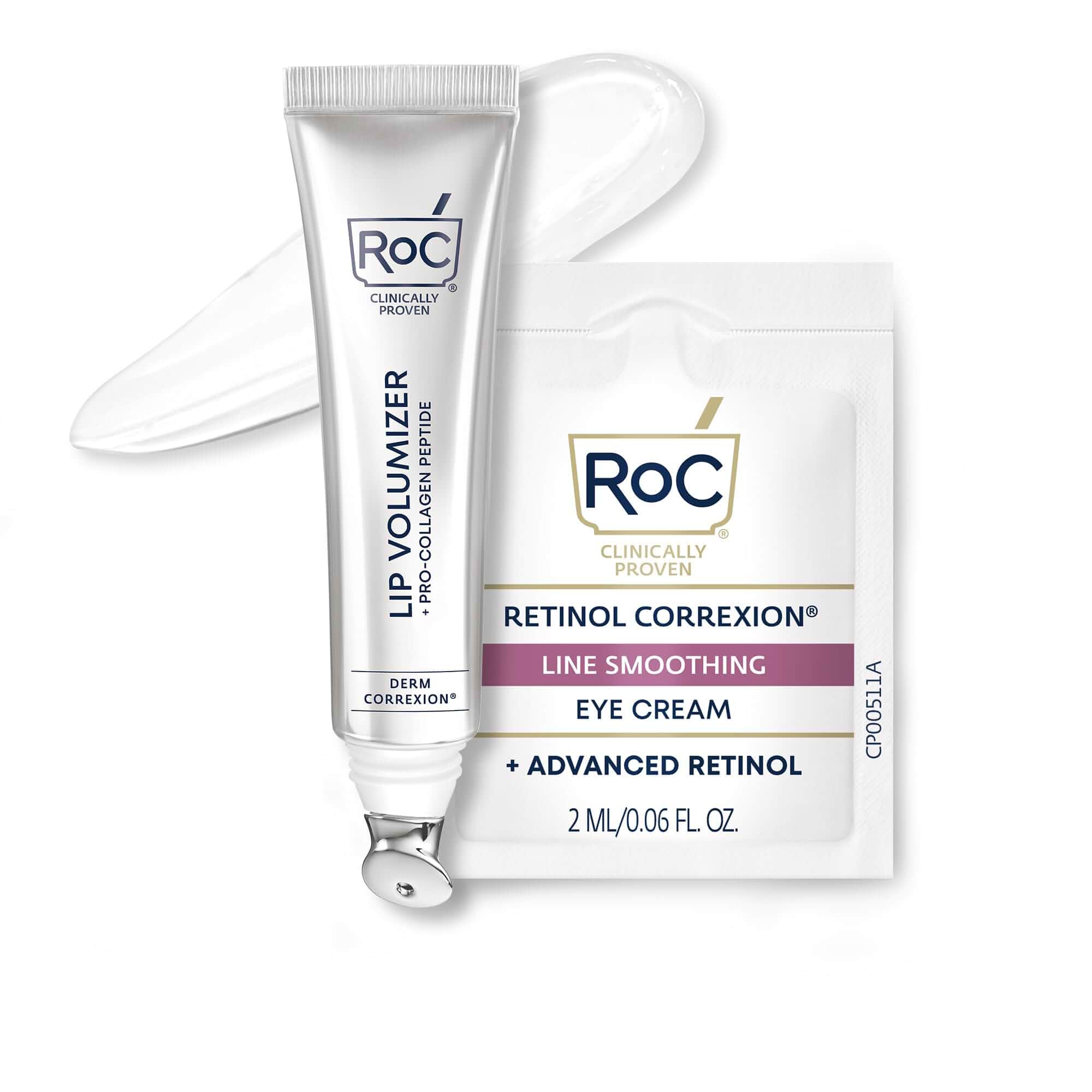 RoCDerm Correxion Lip Volumizer, Hyaluronic Acid Lip Plumper Serum 0.34oz Hyaluronic acid peptide treatment, Vitamin E lip gloss with metal applicator, lip gloss for women, visibly smooths in minutes