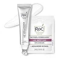 RoC Derm Correxion Lip Volumizer - Rawatan Peptida Lip Plumper dengan Asid Hyaluronik & Vitamin E + Line Smoothing Eye Cream Packette