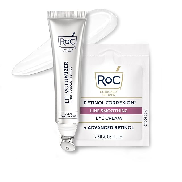 RoC Derm Correxion Lip Volumizer - Lip Plumper Peptide Treatment with Hyaluronic Acid Vitamin E Line Smoothing Eye