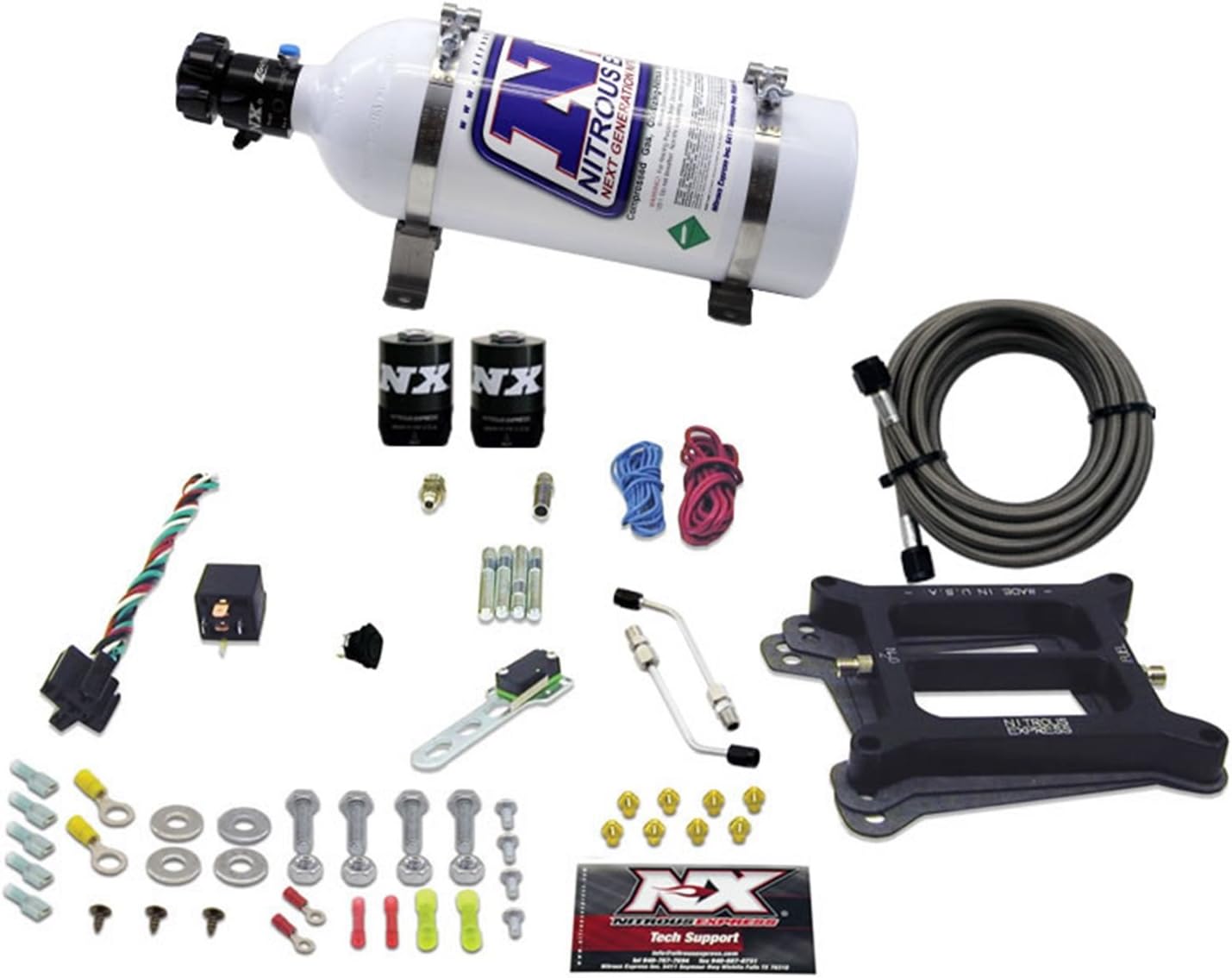 Nitrous Express - 4150 4-BBL/Gasoline Nitrous Kit (100-500HP) w/5lb Bottle (50040-05)
