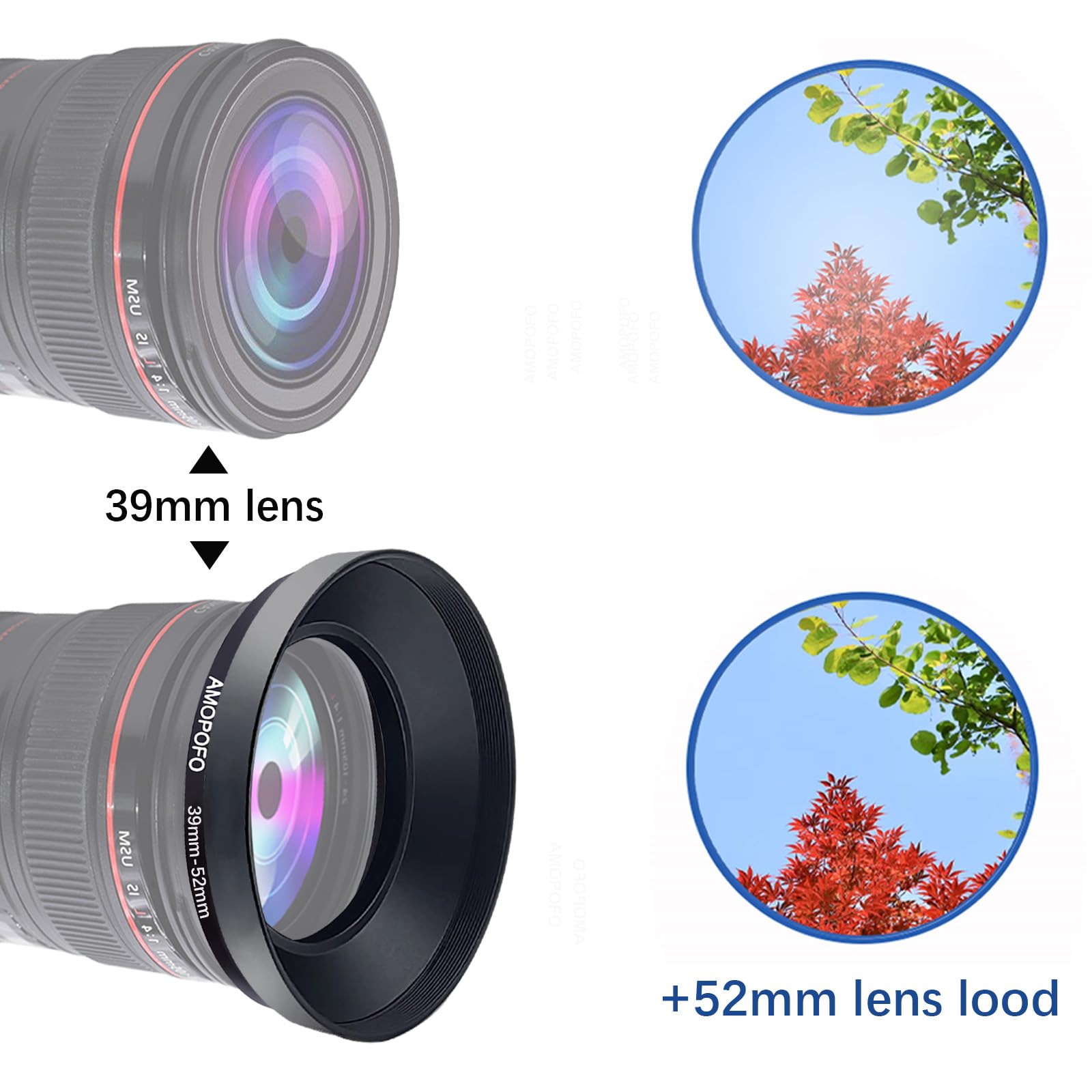 39 do 52 mm metalowy pierścień filtra, 39-52 mm Step up adapter filtra pierścień – od aparatu obiektyw z gwintem filtra 39 mm na pierścień filtrujący 52 mm