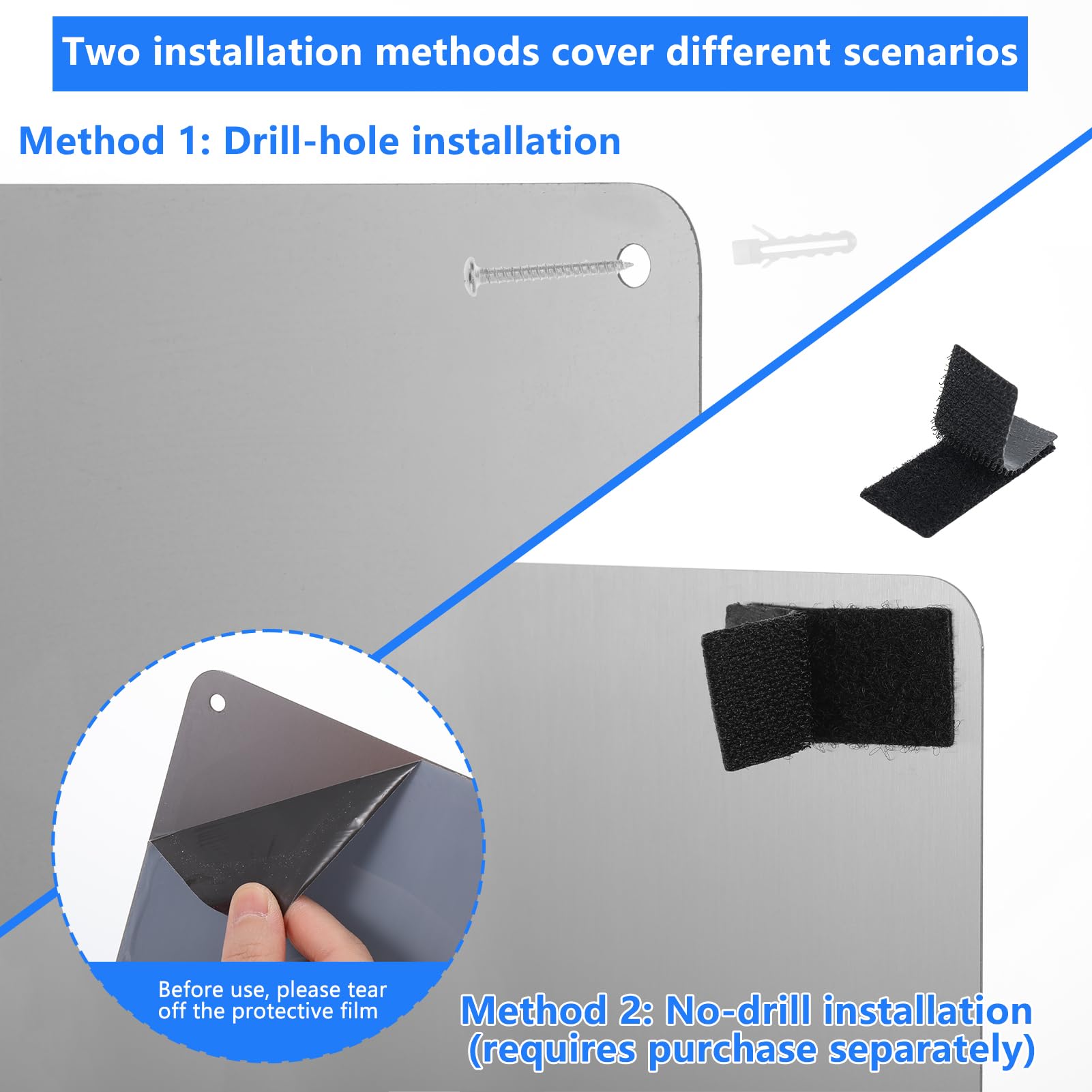 Magnettafel für Wand, 60x42 cm Magnetische Tafel für Anzeige & Organisieren, Magnetwand Metalltafel für Küchen wand Schrank Tür, Montage Schrauben