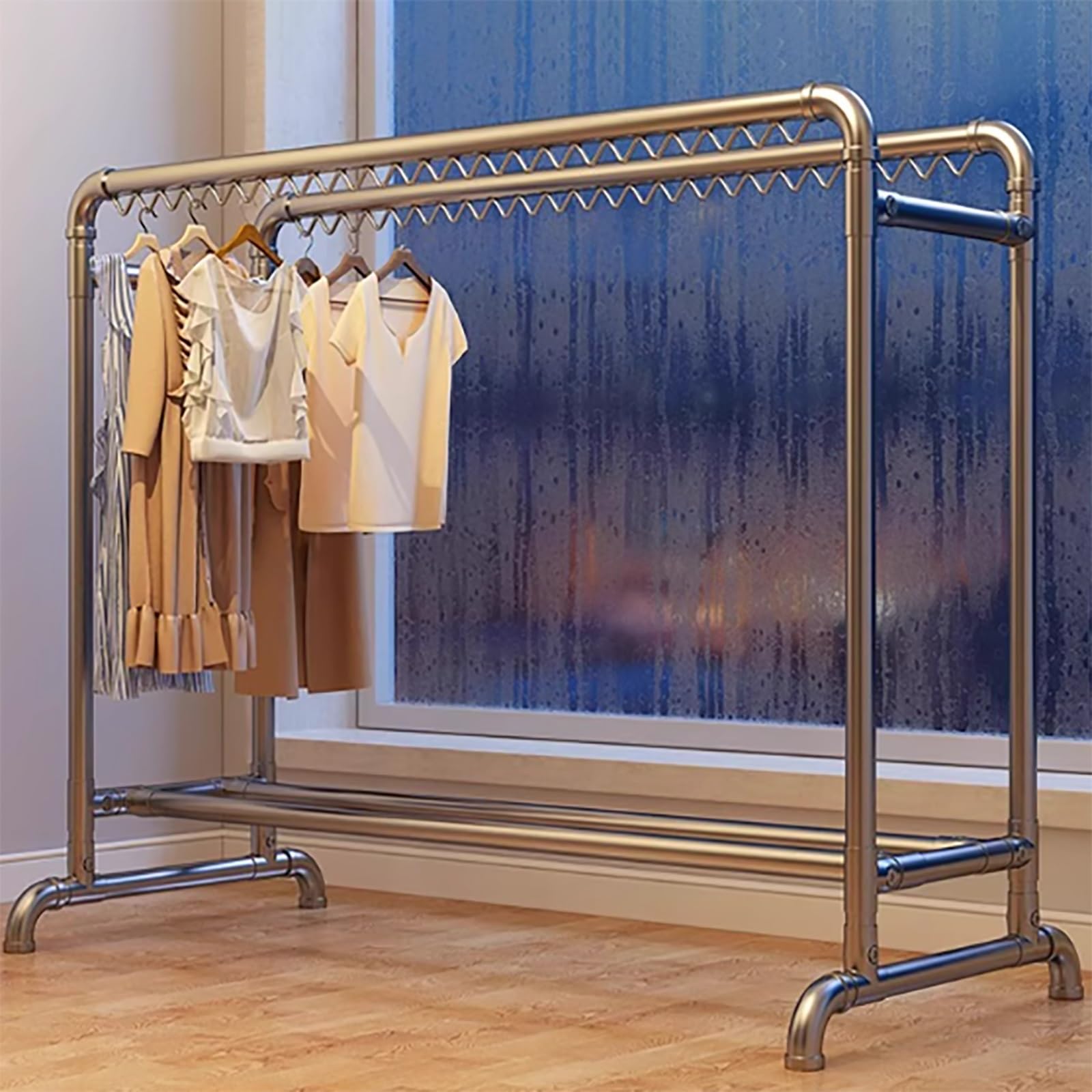 Étendoir à linge en acier inoxydable stable et peu encombrant pour la maison