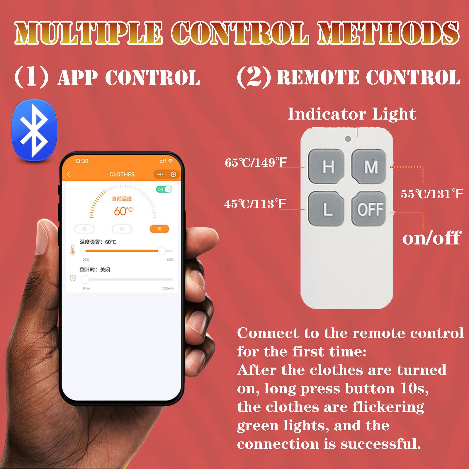Set di Biancheria Termica Riscaldata da Uomo E Donna con Pile, Maglia Lunga John Riscaldamento Controllo App Strato Base (Senza Batteria)