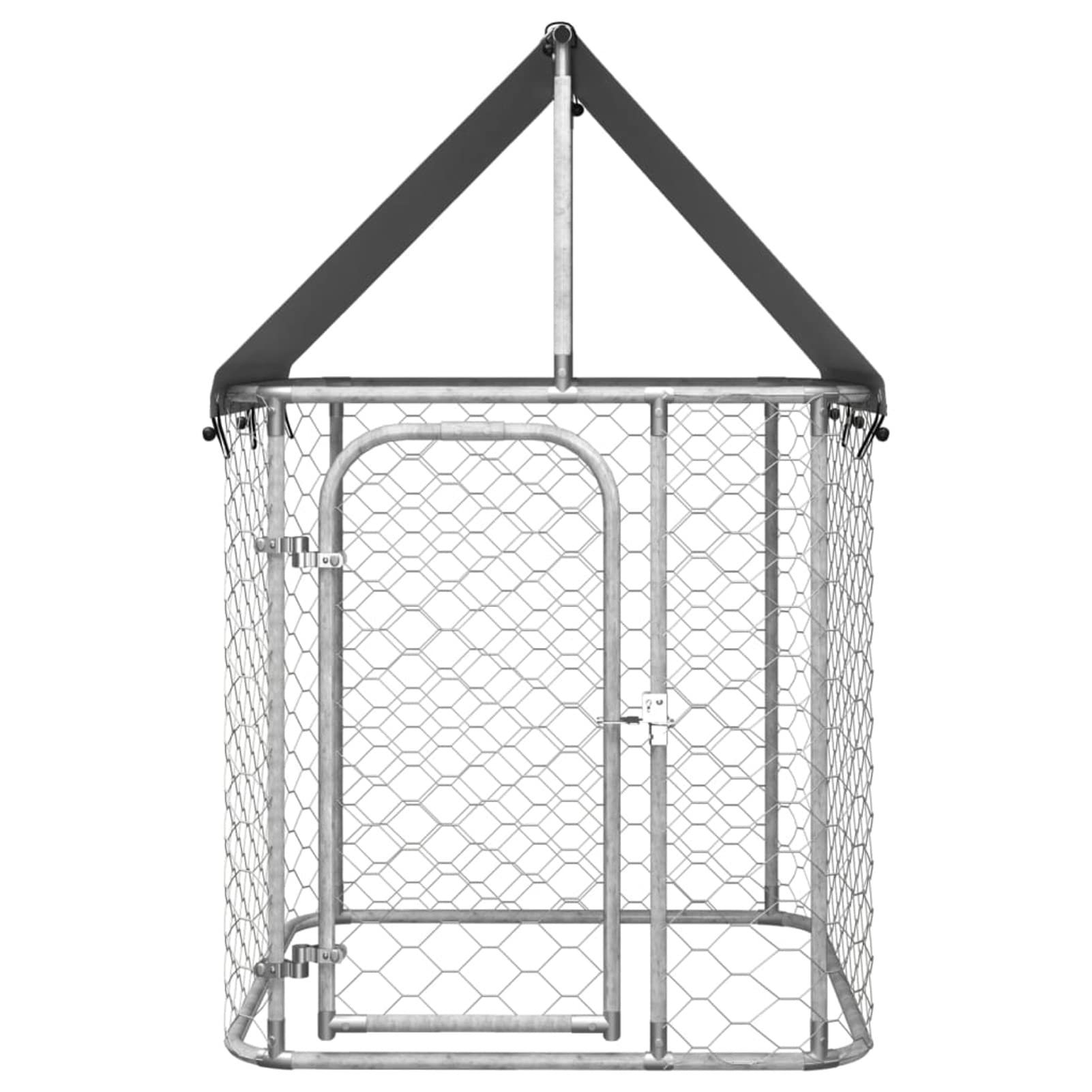 Gabbia per Cani da Esterno con Tetto, Canile da Esterno Grande con Tetto, Box Cane Metallo Esterno, Argento 100x100x150 cm