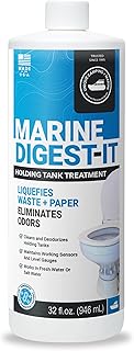 Unique Marine Digest-It Boat Toilet Treatment, Tank Deodorizer, Toilet Smell Eliminator Breaks Down Waste - 16 Liquid Treatments (32 oz.) Packaging May Vary